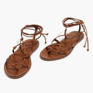 Madewell The Boardwalk Lace-Up Sandal English Saddle Brown Leather 9 L0963